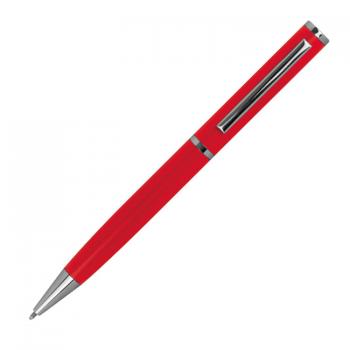 10x Drehbarer Kugelschreiber aus Metall mit Gravur / mit Velouretui / Farbe: rot
