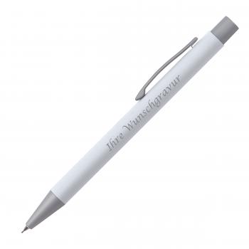 10x Druckbleistift mit Gravur / aus Metall / Farbe: weiß