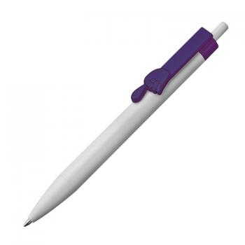 10x Druckkugelschreiber mit Gravur / "Fingerzeig" / Clipfarbe: lila