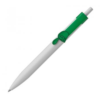 10x Druckkugelschreiber mit Namensgravur - "Fingerzeig" - Clipfarbe: grün