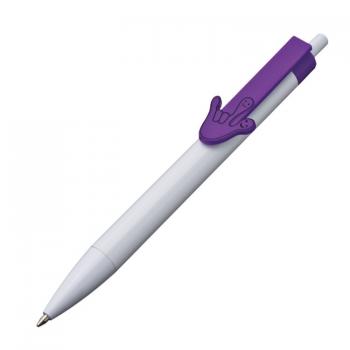 10x Druckkugelschreiber mit Namensgravur - "Hände" - Clipfarbe: lila
