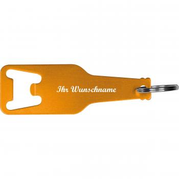 10x Flaschenöffner mit Namensgravur - aus recyceltem Aluminim - Farbe: orange