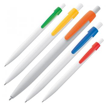 10x Kugelschreiber / Clipfarbe: je 2x grün, orange, gelb, rot und blau