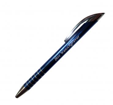 10x Kugelschreiber aus Metall mit Gravur / im eleganten Design / Farbe: blau