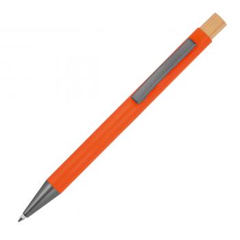 10x Kugelschreiber mit Gravur / aus recyceltem Alu mit Bambusdrücker / orange