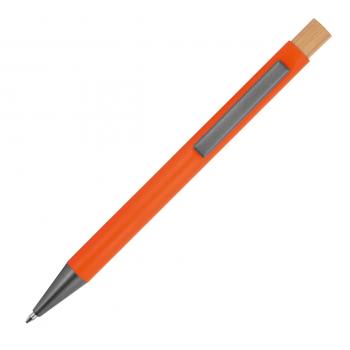 10x Kugelschreiber mit Gravur / aus recyceltem Alu mit Bambusdrücker / orange