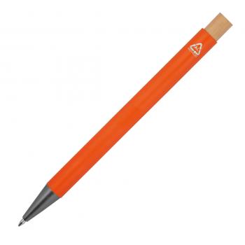 10x Kugelschreiber mit Gravur / aus recyceltem Alu mit Bambusdrücker / orange