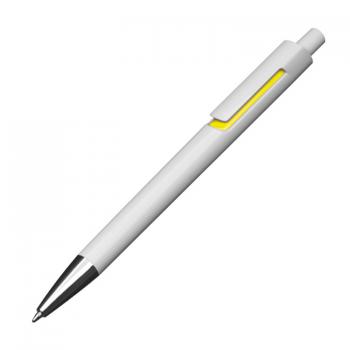 10x Kugelschreiber mit Namensgravur - mit Applikationen - Farbe: weiß-gelb