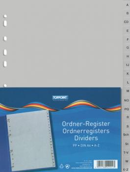 10x Ordner Register DIN A4 von A-Z aus PP grau