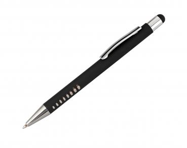 10x Softtouch-Touchpen-Kugelschreiber aus Metall / gummiert / Farbe: schwarz