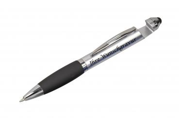 10x Touchpen Drehkugelschreiber mit Gravur / mit Handyhalterung