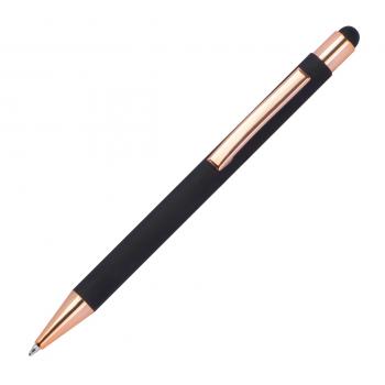 10x Touchpen Kugelschreiber mit Gravur / aus Metall / Farbe: rosegold-schwarz