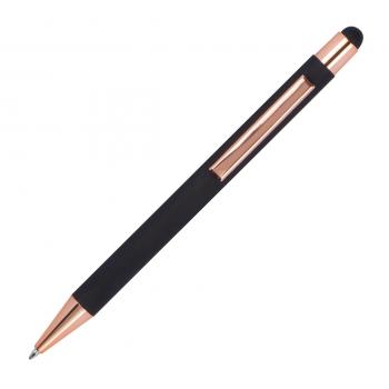 10x Touchpen Kugelschreiber mit Gravur / aus Metall / Farbe: rosegold-schwarz