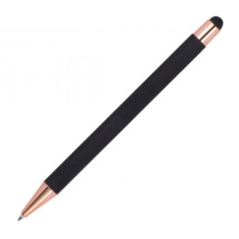 10x Touchpen Kugelschreiber mit Gravur / aus Metall / Farbe: rosegold-schwarz