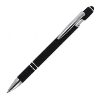 10x Touchpen Kugelschreiber mit Namensgravur - aus Metall - Soft-Touch - schwarz