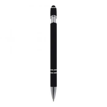 10x Touchpen Kugelschreiber mit Namensgravur - aus Metall - Soft-Touch - schwarz