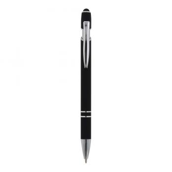 10x Touchpen Kugelschreiber mit Namensgravur - aus Metall - Soft-Touch - schwarz