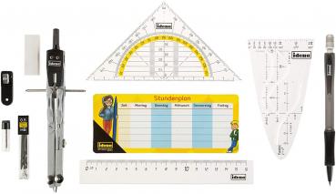 11tlg. Geometrie- und Zeichenset mit Zirkel, Radierer , Dreieck, Lineal ...