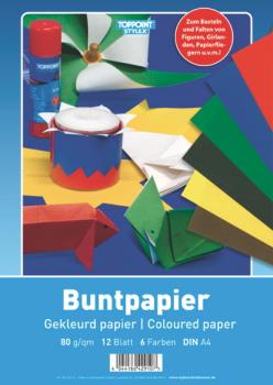 12 Blatt Buntpapier Bastelpapier DIN A4 Buntpapierheft