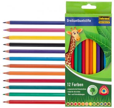 12 Buntstifte / ergonomische Dreieckform / 12 verschiedene Farben