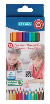 12 Dreikant Buntstifte / 12 verschiedene Farben
