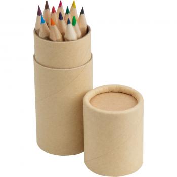 12 Mini Buntstifte / in einer zylindrischen Aufbewahrungsbox