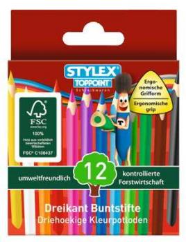 12 Mini Dreikant Buntstifte Malstift Farbstift