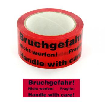 12 x Paketband Packband Warnband Bruchgefahr 66m x 50mm