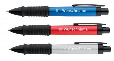 15 Kugelschreiber mit Gravur aus Aluminium / Farbe: je 5x metallic grau,blau,rot