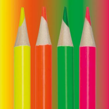 16 Buntstifte / 12 Standardfarben + 4 Neon Textmarker-Buntstifte