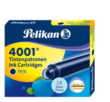 18 Pelikan Tintenpatronen 4001® / Füllerpatronen / Farbe: blau-schwarz