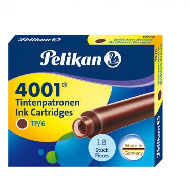 18 Pelikan Tintenpatronen 4001® / Füllerpatronen / Farbe: brilliant-braun