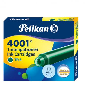 18 Pelikan Tintenpatronen 4001® / Füllerpatronen / Farbe: dunkelgrün