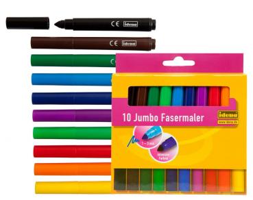 20 (2x 10) Jumbo Fasermaler / Filzstifte / 10 verschiedene Farben