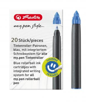 20 Herlitz Tintenroller-Patronen "my.pen" / königsblau