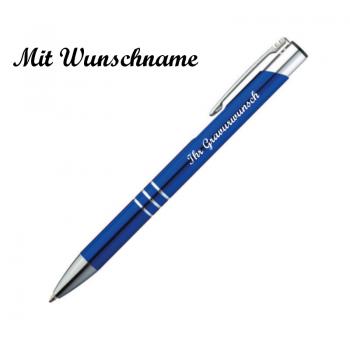 20 Kugelschreiber aus Metall mit Namensgravur - Farbe: blau