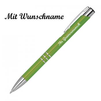 20 Kugelschreiber aus Metall mit Namensgravur - Farbe: hellgrün
