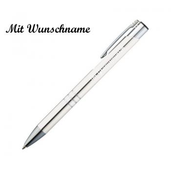 20 Kugelschreiber aus Metall mit Namensgravur - Farbe: weiß