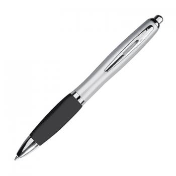 20 Kugelschreiber mit Gravur / mit satiniertem Gehäuse / Farbe: silber-schwarz