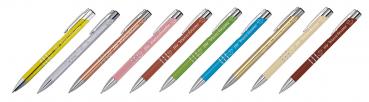 20 Kugelschreiber mit Gravur "Herzen" / aus Metall / 20 verschiedene Farben
