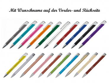 20 Metall-Kugelschreiber mit beidseitige Namensgravur - 20 verschiedene Farben