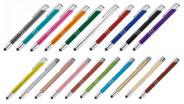 20 Touchpen Kugelschreiber aus Metall / 20 verschiedene Farben