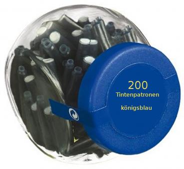 200 Füllerpatronen / Tintenpatronen / im Glas / königsblau