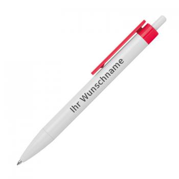 20x Druckkugelschreiber mit Gravur / Farbe: weiß-rot