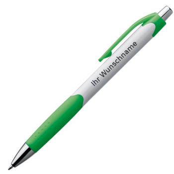 20x Kugelschreiber mit Gravur / mit gummierter Griffzone / Farbe: weiß-grün