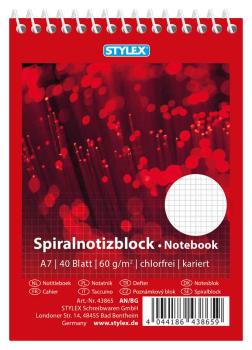 20x Spiral-Notizblock / Schreibblock / DIN A7 / kariert