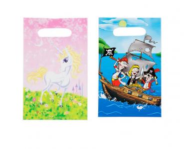 24 (2x 12) Geburtstag Partytüten / je 12x "Unicorn" + "Piraten" / Größe: 15x22cm