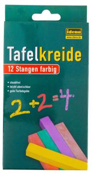 24 (2x 12) Stangen Tafelkreiden / quadratisch / 12 weiße und 12 farbige Kreiden