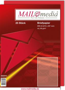25 Blatt Briefpapier / DIN A4 / Kopierpapier / Druckerpapier / Farbe: rot