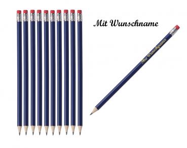 25 Bleistifte mit Radierer - je 5x schwarz,blau,grau,rot,grün - mit Namensgravur